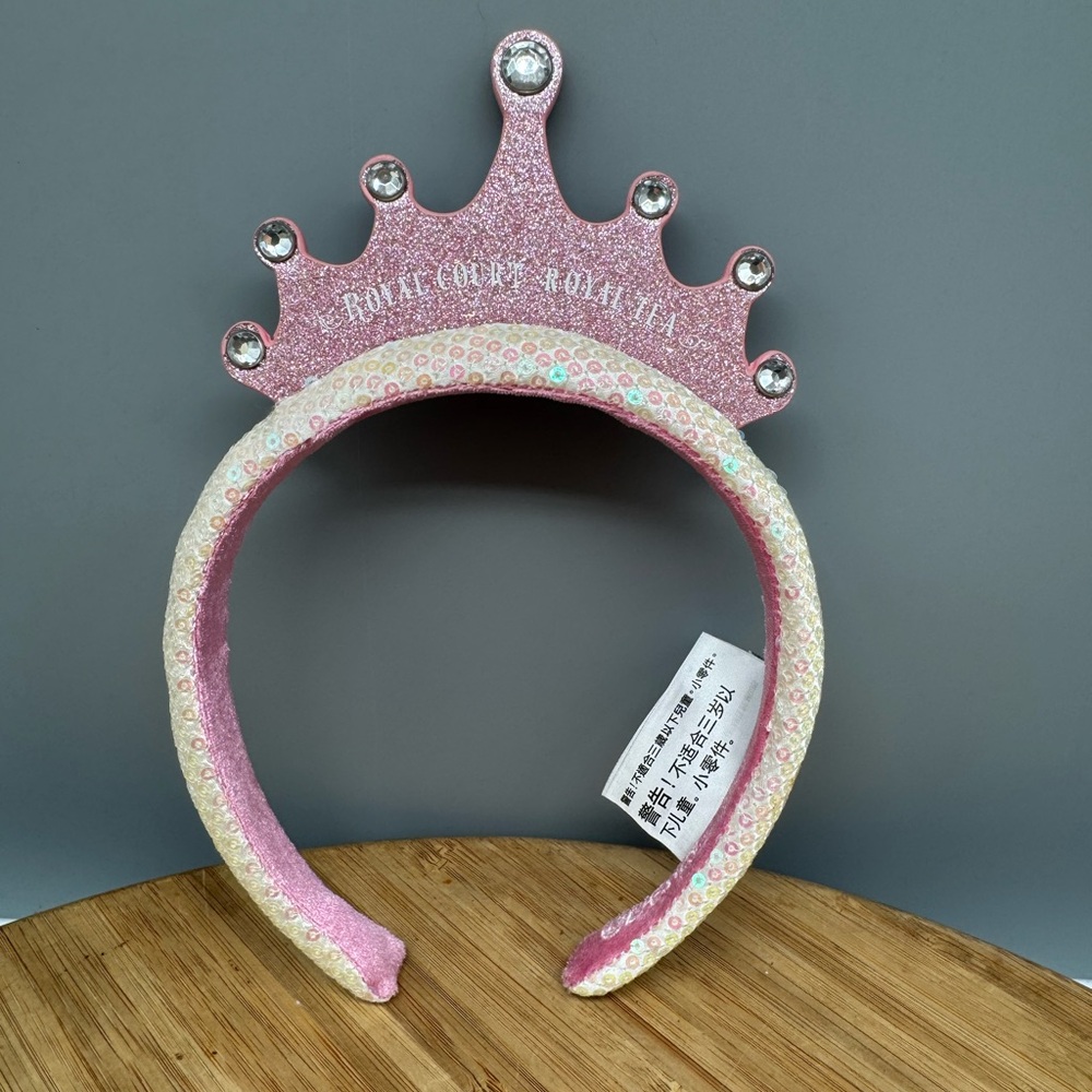 Disney Cruise Royal Court Royal Tea White Pink Sequin Headband